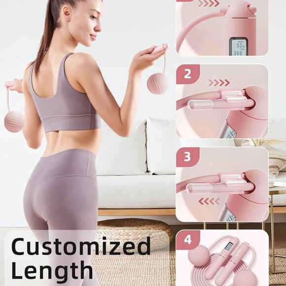 Cordless Jump Rope with Counter - Ropeless Jump Rope 2 In 1 with Large Cordless - Picture 7 of 9